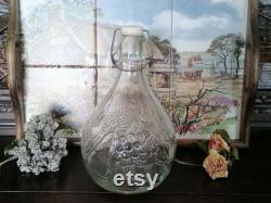 Traditional French carafe,Vintage glass pot. The lux container for fruit juice, wine or water. Vintage farmhouse.