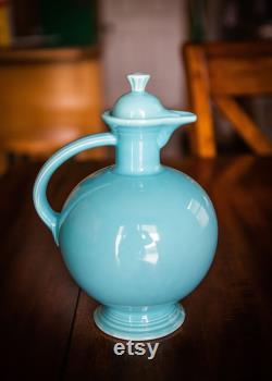 Turquoise Fiesta Carafe with lid early Fiestaware by Homer Laughlin 1936-1946 piece made only in original colors original cork stopper