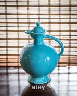 Turquoise Fiesta Carafe with lid early Fiestaware by Homer Laughlin 1936-1946 piece made only in original colors original cork stopper