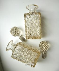 Two Victorian carafe decanter houseawarming gift for heme bottles flasks cut crystal glass 1800s antique