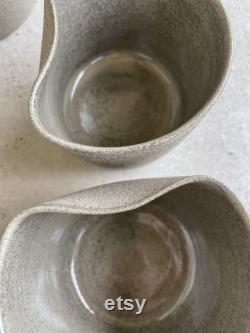 Unika Studio LA CAVE SET 3 pieces 1 carafe 2 glasses, wheel-thrown stoneware handmade stoneware wine carafe set
