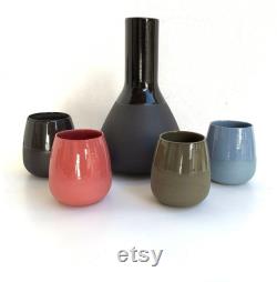 Unique Ceramic Wine Set With Carafe. Minimalist Decanter. Wine Tumbler Set With Different Colors For Wine Lovers. Wedding Gift For Her.