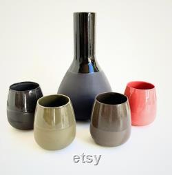 Unique Ceramic Wine Set With Carafe. Minimalist Decanter. Wine Tumbler Set With Different Colors For Wine Lovers. Wedding Gift For Her.