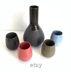 Unique Ceramic Wine Set With Carafe. Minimalist Decanter. Wine Tumbler Set With Different Colors For Wine Lovers. Wedding Gift For Her.