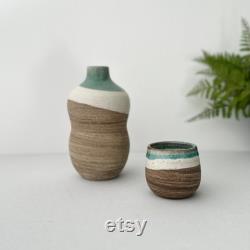 Unique Handmade Ceramic Carafe Set, Green Ceramic Carafe Set, Vintage Seems Handcrafted Carafe Set, 1 Litre Carafe Set, 35oz Carafe Set
