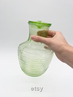 Uranium Glass Lidded Juice Tea Carafe