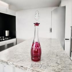 Val Saint Lambert Crystal Carafe, ruby red.