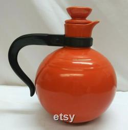 Vernon Kilns Orange Sphere Round Tea Pot Carafe Early (1930s) California Pottery
