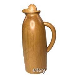 Vietri Pietro Manzoni Sycamore Wood Carafe Pitcher Glass Lined Thermos Vintage 80's MCM