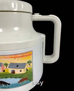 Villeroy and Boch Naif Thermos Carafe with Lid, Rowenta Vilbotherm, Vacuum Flask, Country Farm Scene, Made in West Germany