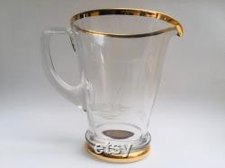 Vintage 1960s etched glass jug