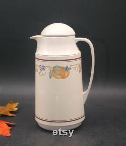Vintage (1980s) Corning Fruit Abundance Thermique insulated thermos, coffee or tea carafe made in Taiwan.
