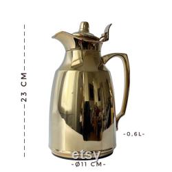 Vintage Alfi Gold Plated Vacuum Carafe. Hot and Cold Thermos. West Germany. 1960s