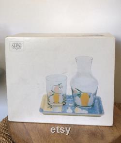 Vintage Alpac carafe and glass set with tray