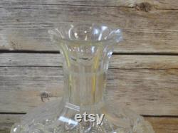 Vintage American Brilliant Carafe, Cut Glass Decanter, Decorative Clear Glass Bottle, Elaborate Barware, Kitchen Decoration