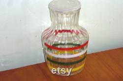 Vintage Anchor Hocking Fiesta Stripes Juice Decanter Carafe