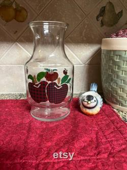 Vintage Anchor Hocking Red Apple Carafe Juice Container Wedding Gift Friendship Gift Housewarming Gift Birthday Gift Fall Home Decor