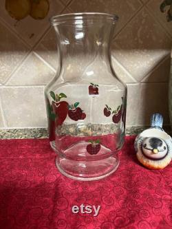 Vintage Anchor Hocking Red Apple Carafe Juice Container Wedding Gift Friendship Gift Housewarming Gift Birthday Gift Fall Home Decor