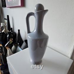 Vintage Art Deco Gray Glazed Stoneware Handled Carafe Jug withBall Stopper