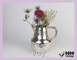 Vintage Art Nouveau Alfi Carafe Jug Jug Chrome Chrome Chrome Plated Metal 1900 1910 Art Nouveau Flower Vase