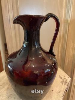 Vintage BROWN GLASS CARAFE With Large Pontil 8 3 4 Tall 5 1 2 Wide