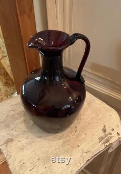 Vintage BROWN GLASS CARAFE With Large Pontil 8 3 4 Tall 5 1 2 Wide