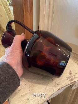 Vintage BROWN GLASS CARAFE With Large Pontil 8 3 4 Tall 5 1 2 Wide