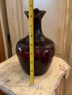 Vintage BROWN GLASS CARAFE With Large Pontil 8 3 4 Tall 5 1 2 Wide