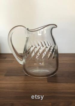 Vintage Baccarat France Clear Pitcher, Etched Glass Pitcher, Grandmillenial Decor, Vintage Kitchen Collector, Grandmillenial Home