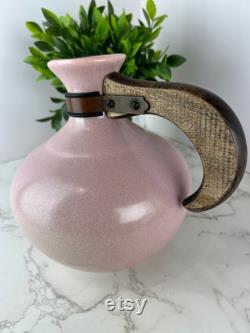 Vintage Bauer Coffee Carafe Pink Ceramic Pitcher MCM Boho Serving Decor
