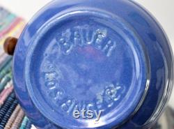 Vintage Bauer Los Angeles Federal Blue Ring Ware Carafe with Lid
