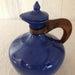 Vintage Bauer Pottery Plainware Coffee Carafe In Dark Blue With Wooden Handle 03480
