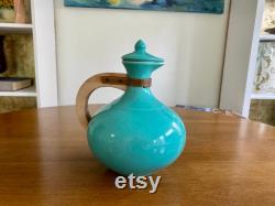 Vintage Bauer Pottery Turquoise Aqua Coffee Carafe Pot Pitcher, 1930s, Made in LA
