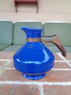 Vintage Bauer pottery cobalt blue coffee carafe 1940's kitsch retro decorative