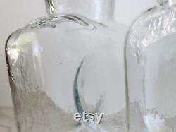Vintage Blenko 384 Water Bottle Crystal Blown Glass Carafe Pair
