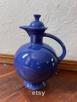 Vintage Blue Fiestaware Carafe with Cork Stopper