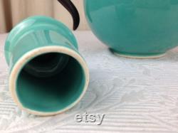 Vintage California Pottery Coffee Carafe from Vernon Kilns Teal with Bakelite Handle 03479