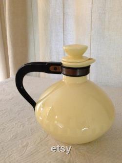 Vintage California Pottery Yellow Coffee Carafe by Vernon Kilns in the Coronado Pattern with Bakelite Handle 03484