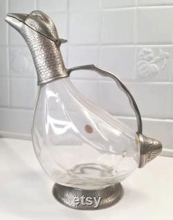 Vintage Carafe Pewter and Crystal H 24cm