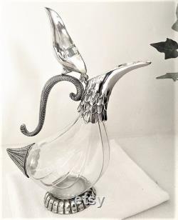 Vintage Carafe Pewter and Crystal H 24cm