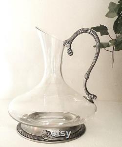 Vintage Carafe Pewter and Glass H 23cm