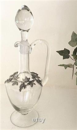 Vintage Carafe Pewter and Glass H 39cm