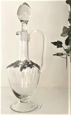 Vintage Carafe Pewter and Glass H 39cm