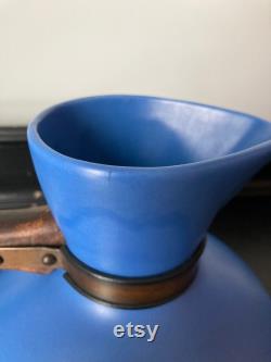 Vintage Catalina Island Matte Blue Carafe, Midcentury California Pottery Pitcher, Teapot Server, Hostess Gift