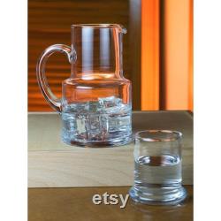 Vintage Clear Crystal Carafe Pitcher with Lid Cup Night Set Decanter
