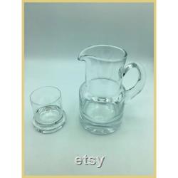 Vintage Clear Crystal Carafe Pitcher with Lid Cup Night Set Decanter