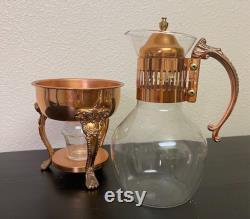 Vintage Copper Coffee Carafe with Warming Stand 1960s