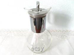 Vintage Corning Glass Coffee Tea Carafe Pitcher Silver Plate 1960 s Coffee Barware Dinner Party