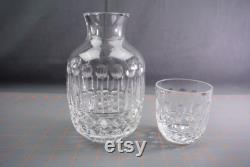 Vintage Crystal Glass Cut Beside Carafe Tumble Up Carafe and Tumbler