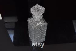 Vintage Crystal Glass Liqueur Decanter, 1950's Bohemian Glass Czechoslovakia